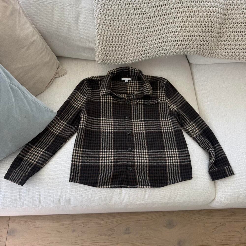 Reiss wool blend brown plaid kids flannel